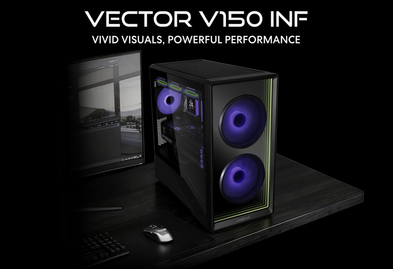 Lian Li apresentou o novo gabinete compacto Vector V150 INF com “espelho em fluxo”.
