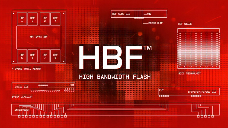 A SK Hynix e a SanDisk iniciaram a padronização do High‑Bandwidth Flash, memória intermediária entre HBM e SSD