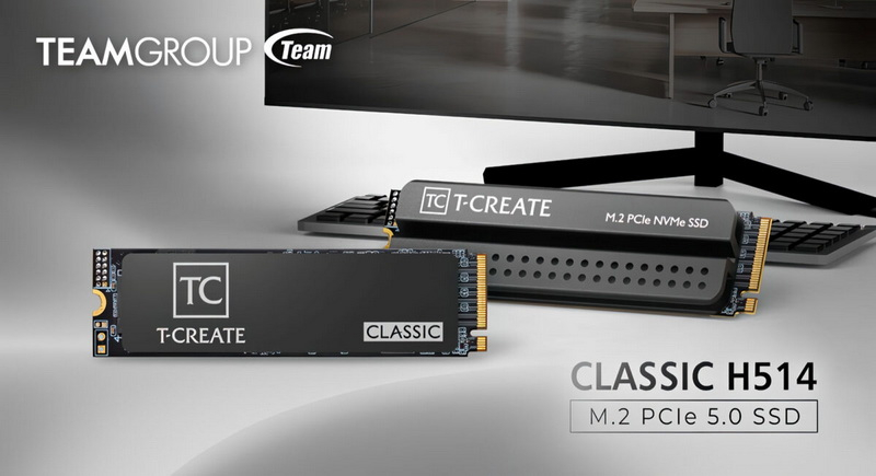 A TeamGroup lançou o SSD T‑Create Classic H514 PCIe 5.0, projetado para cargas locais de IA: capacidade de até 4 TB e velocidade de leitura de até 14 200 MB/s