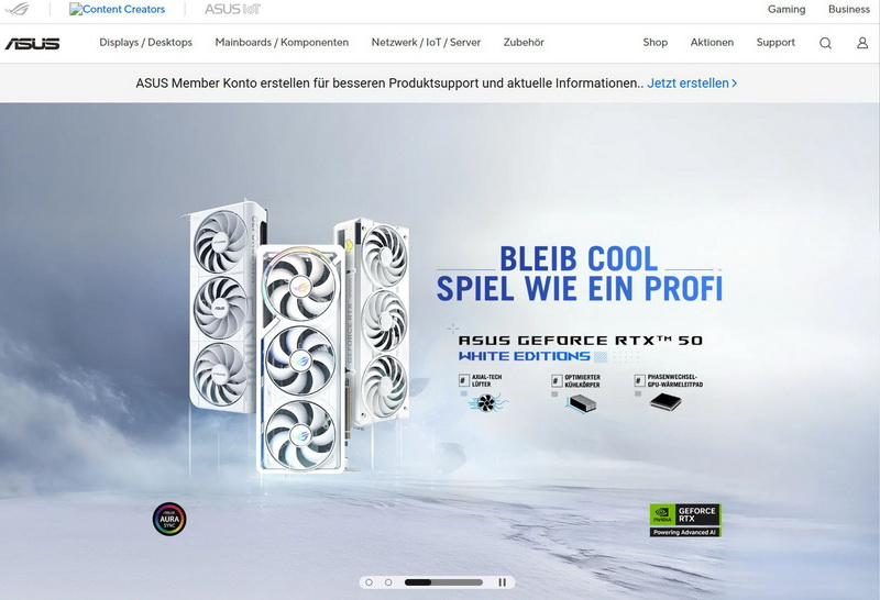 O novo portal alemão da Asus voltou a funcionar: o download de drivers e BIOS foi restabelecido, mas sem suporte para notebooks e computadores desktop