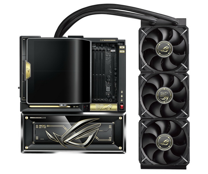 A Asus integrou na placa-mãe premium ROG Crosshair X870E Edition um enorme ecrã OLED de 20 polegadas e um SJO de 360 mm.
