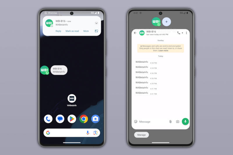 O WhatsApp no Android começará a suportar “bolhas” — um formato raro de notificações do sistema