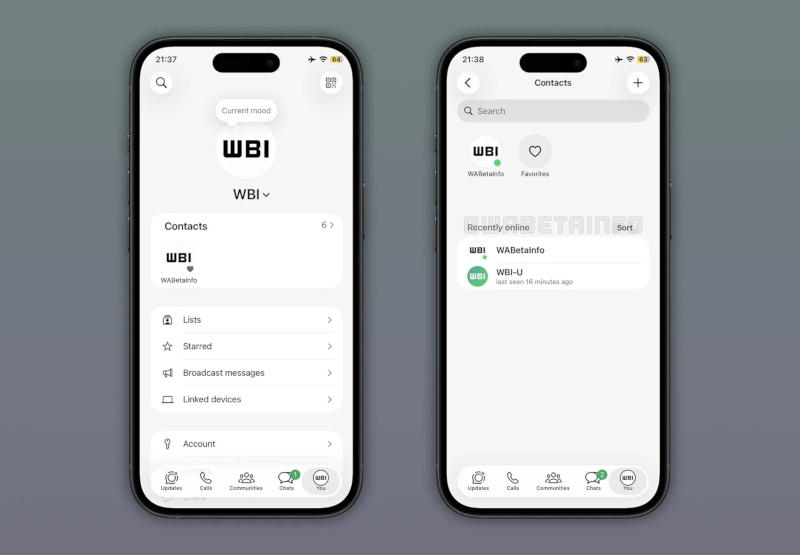 O WhatsApp anunciará a lista de contatos online separadamente do restante da lista de usuários